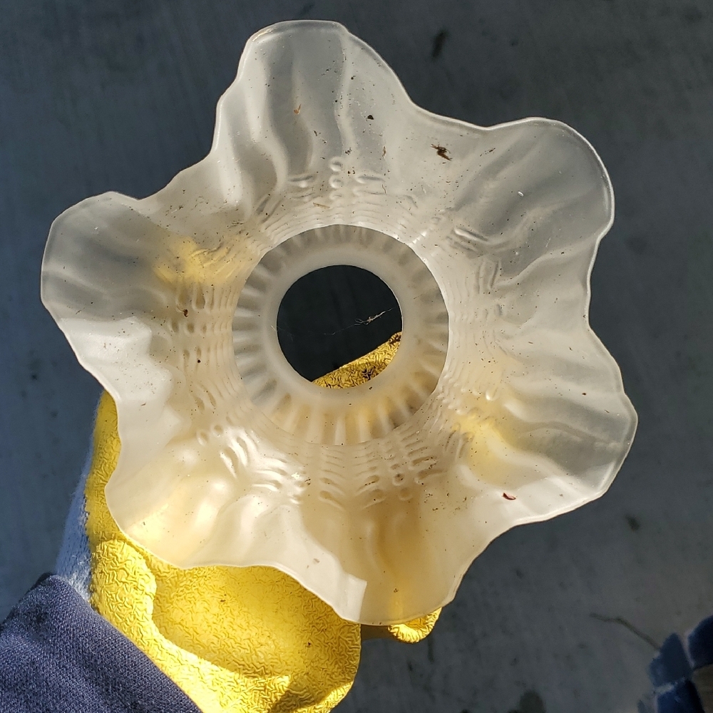 Frosted White Ruffled Glass Lamp Shade - Picture 2 of 4